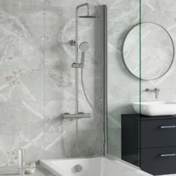Vellamo Twist Round Thermostatic Shower Valve, Fixed Head & Handset Shower Set - Chrome