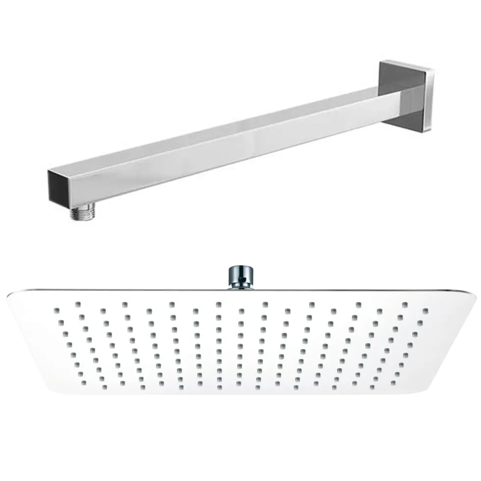 Vellamo Ultra Thin Square 400mm Shower Head & Wall Mounted Arm