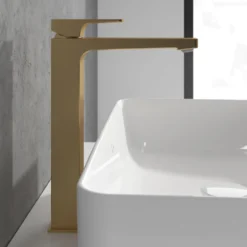 Villeroy & Boch Architectura Square Tall Basin Mixer Tap with Click Clack Waste
