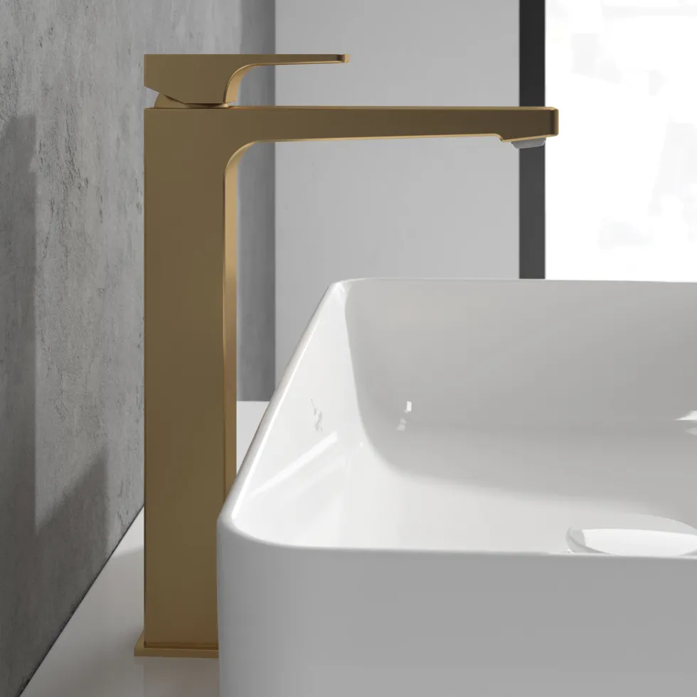 Villeroy & Boch Architectura Square Tall Basin Mixer Tap with Click Clack Waste