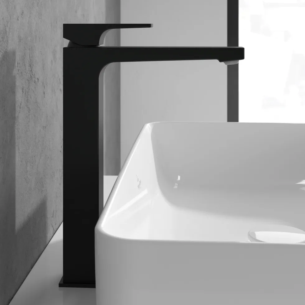 Villeroy & Boch Architectura Square Tall Basin Mixer Tap with Click Clack Waste