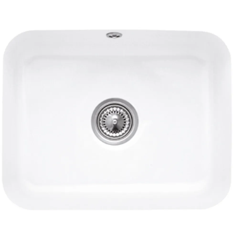 Villeroy & Boch Cisterna White Ceramic Large Single Bowl Undermount Kitchen Sink - 550mm x 440mm