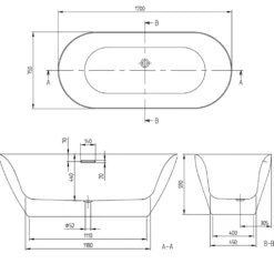 Villeroy & Boch Loop & Friends Freestanding Bath - 1700 & 1800mm