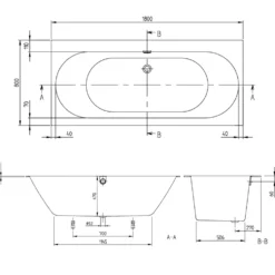 Villeroy & Boch Oberon 2.0 Quaryl Straight Double Ended Bath - 1700 & 1800mm