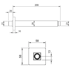 Villeroy & Boch Universal Ceiling Mounted Square Shower Arm