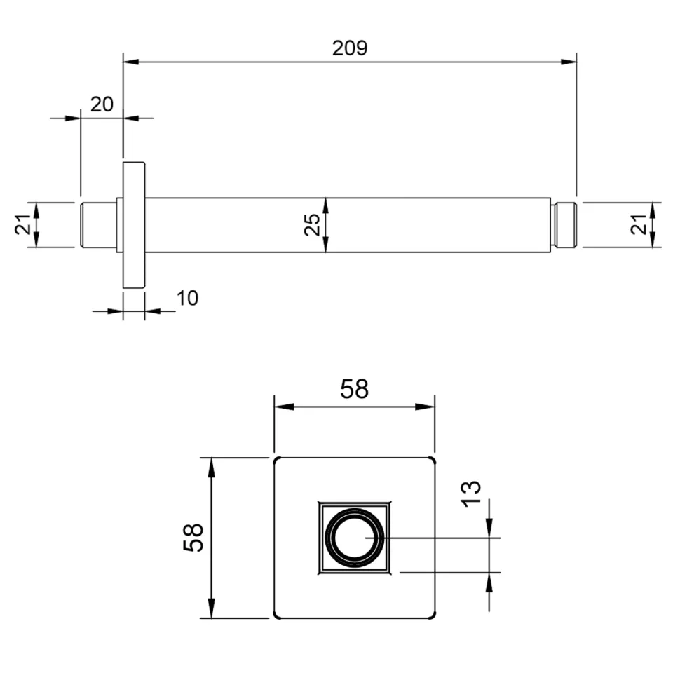 Villeroy & Boch Universal Ceiling Mounted Square Shower Arm