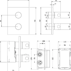 Villeroy & Boch Universal Concealed 2 Outlet Thermostatic Valve & Easy Installation Box