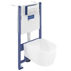 Villeroy & Boch ViConnect Pro S Frame with Arto Wall Mounted Rimless Toilet, Flush Plate & Soft Close Toilet Seat