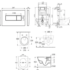 Villeroy & Boch ViConnect Pro S Frame with Subway 2.0 Wall Mounted Rimless Toilet, Flush Plate & Soft Close Toilet Seat