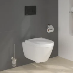 Villeroy & Boch ViConnect Pro S Frame with Subway 2.0 Wall Mounted Rimless Toilet, Flush Plate & Soft Close Toilet Seat