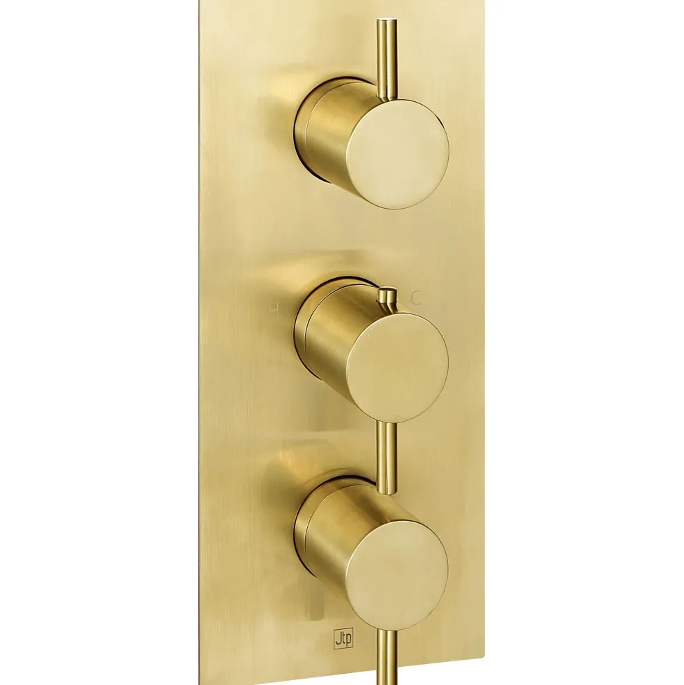 VOS Concealed Dual Outlet 3 Handle Shower Valve, Fixed Head & Shower Handset Kit