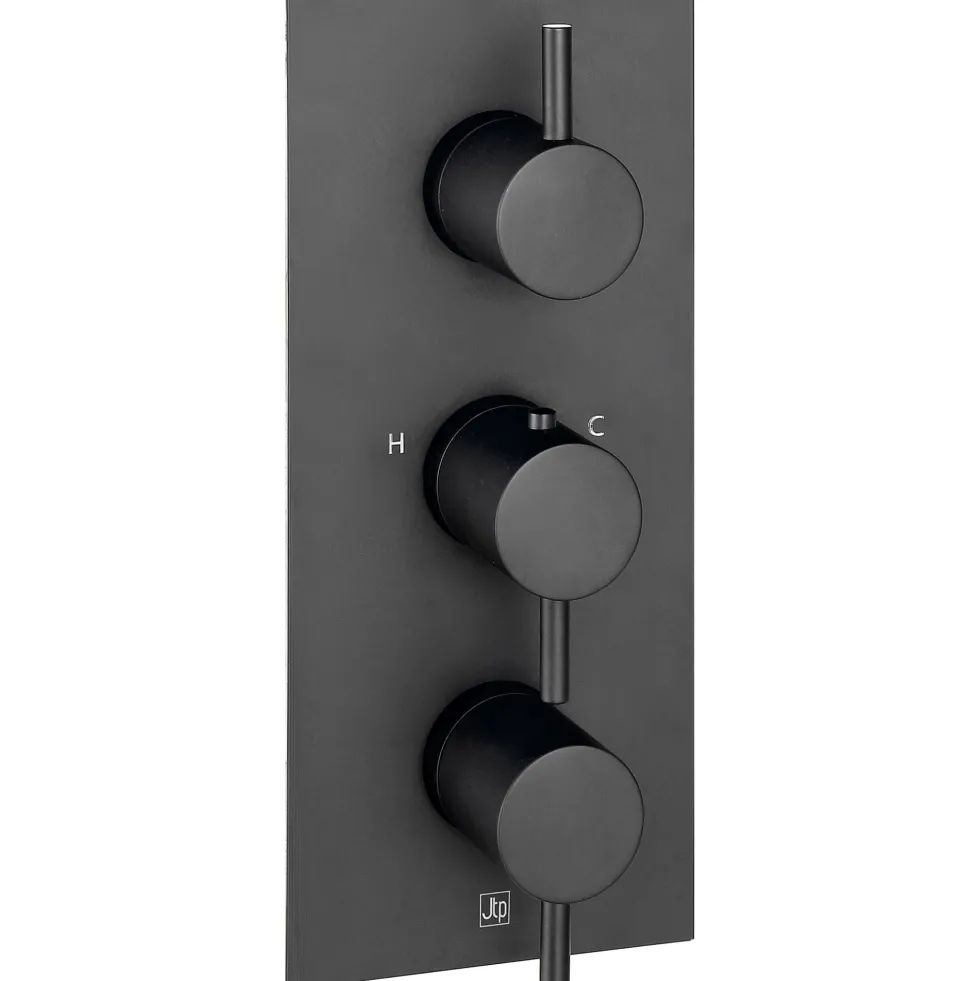 VOS Concealed Dual Outlet 3 Handle Shower Valve, Fixed Head & Shower Handset Kit