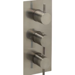 VOS Concealed Dual Outlet 3 Handle Shower Valve, Fixed Head & Shower Handset Kit