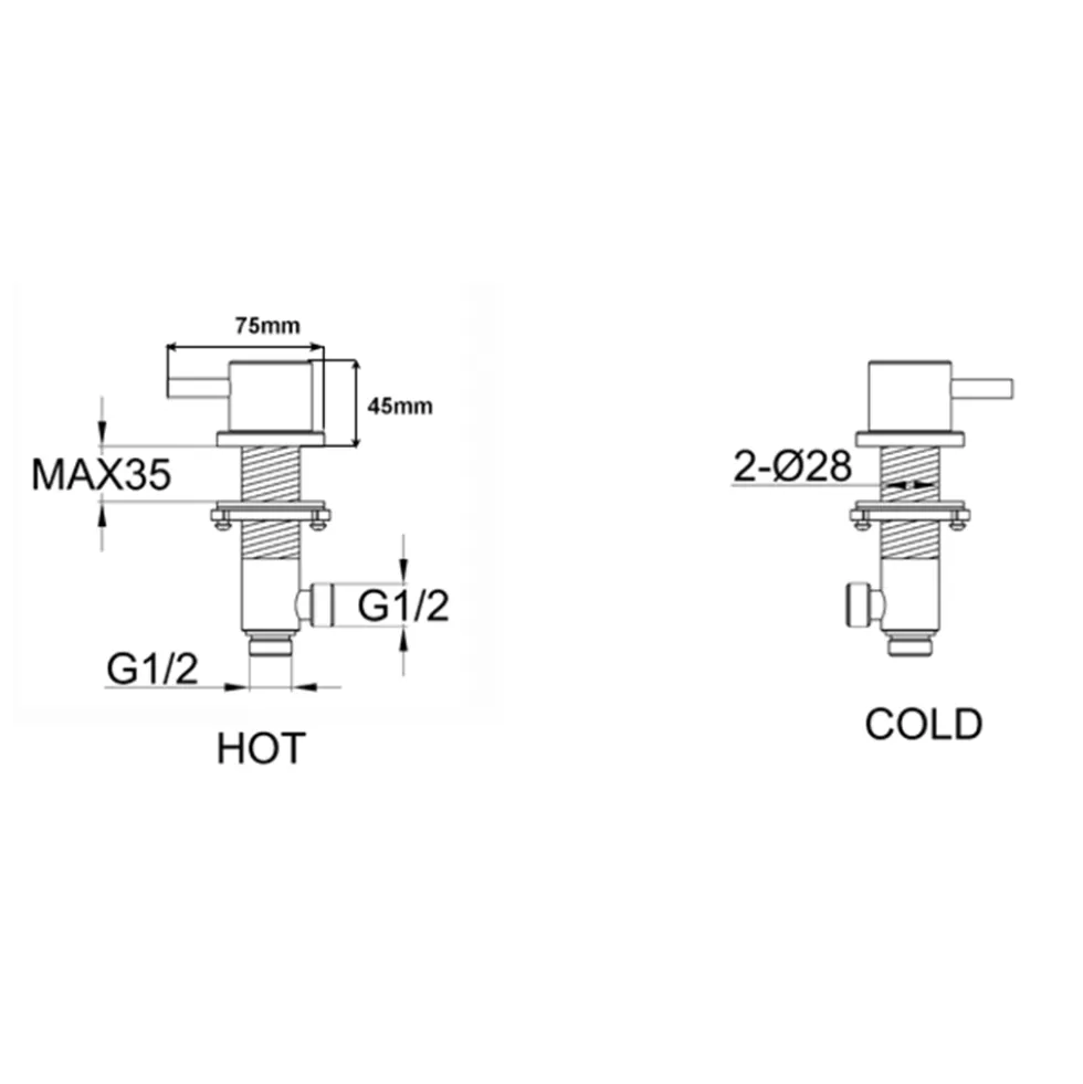 VOS Deck Mounted Panel On/Off Valves