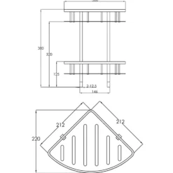 VOS Double Corner Shower Basket