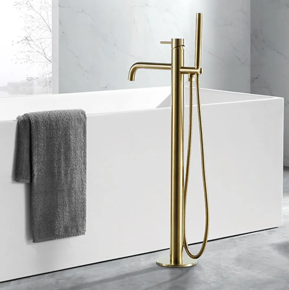 VOS Floorstanding Bath Shower Mixer - Brushed Brass