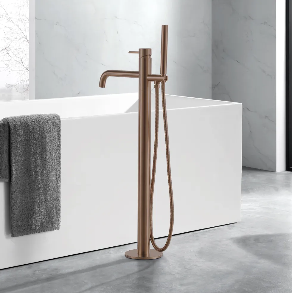 VOS Floorstanding Bath Shower Mixer - Brushed Bronze