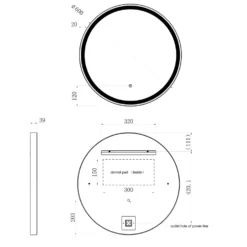 VOS LED Illuminated Round Framed Mirror with Demister Pad & Colour Change Lights - 600mm