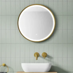 VOS LED Illuminated Round Framed Mirror with Demister Pad & Colour Change Lights - 600mm