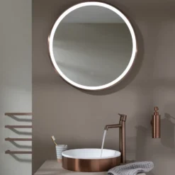 VOS LED Illuminated Round Framed Mirror with Demister Pad & Colour Change Lights - 600mm