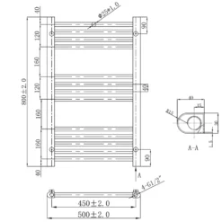 VOS 25mm Bars Ladder Heated Towel Rail