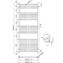 VOS 25mm Bars Ladder Heated Towel Rail