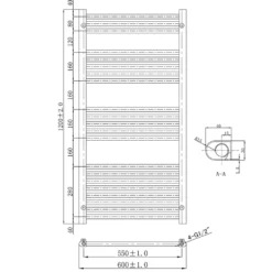 VOS 25mm Bars Ladder Heated Towel Rail
