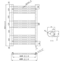 VOS 25mm Bars Ladder Heated Towel Rail