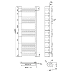 VOS 25mm Bars Ladder Heated Towel Rail