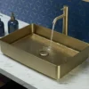 VOS Rectangular Stainless Steel Countertop Basin - Brushed Brass Finish