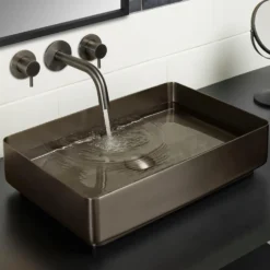 VOS Rectangular Stainless Steel Countertop Basin - Brushed Black