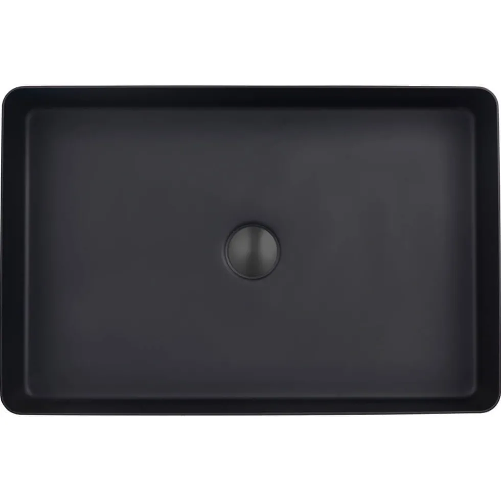 VOS Rectangular Stainless Steel Countertop Basin - Matt Black