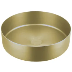 VOS Round Stainless Steel Countertop Basin - Brushed Brass Finish