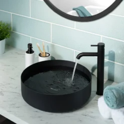 VOS Round Stainless Steel Countertop Basin - Matt Black