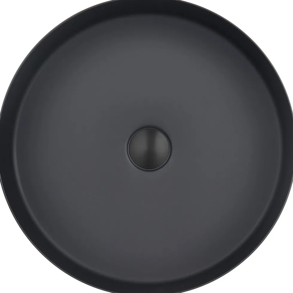 VOS Round Stainless Steel Countertop Basin - Matt Black