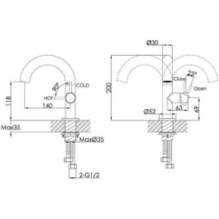 VOS Side Lever Mono Basin Mixer Tap with Swivel Spout