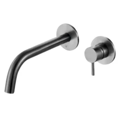 VOS Single Lever Wall Mounted Basin Mixer - Brushed Black