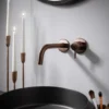 VOS Single Lever Wall Mounted Basin Mixer - Brushed Bronze