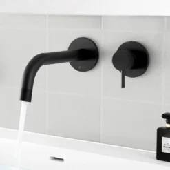 VOS Single Lever Wall Mounted Basin Mixer - Matt Black