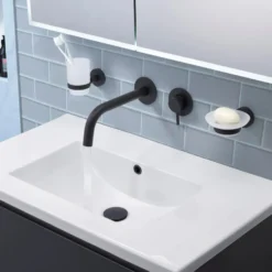 VOS Single Lever Wall Mounted Basin Mixer - Matt Black
