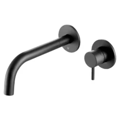 VOS Single Lever Wall Mounted Basin Mixer - Matt Black