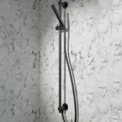 VOS Slide Rail Shower Kit with Shower Handset & Hose - Matt Black